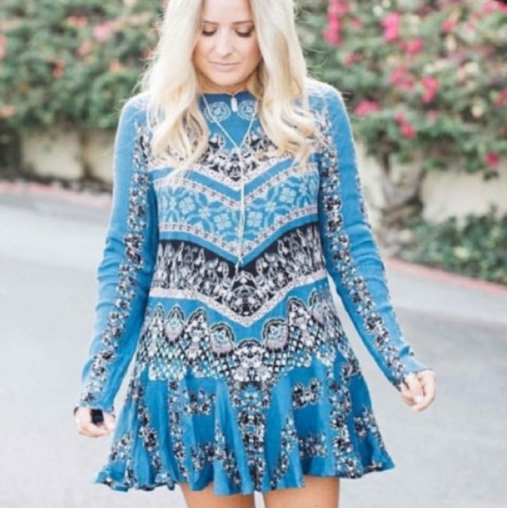 《Free People》Smooth Talker Mini Boho Dress